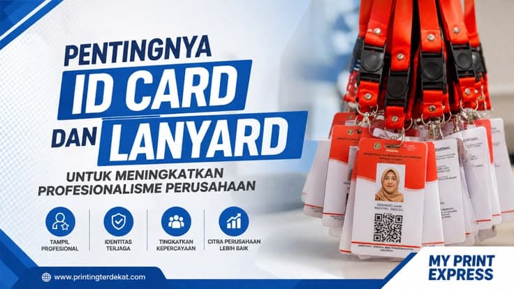 ID Card PVC dengan lanyard custom digunakan oleh karyawan perusahaan.